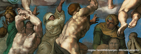 Michelangelo Buonarroti Ausschnitt Last Judgment webWGA15472 Wikimedia gemeinfrei